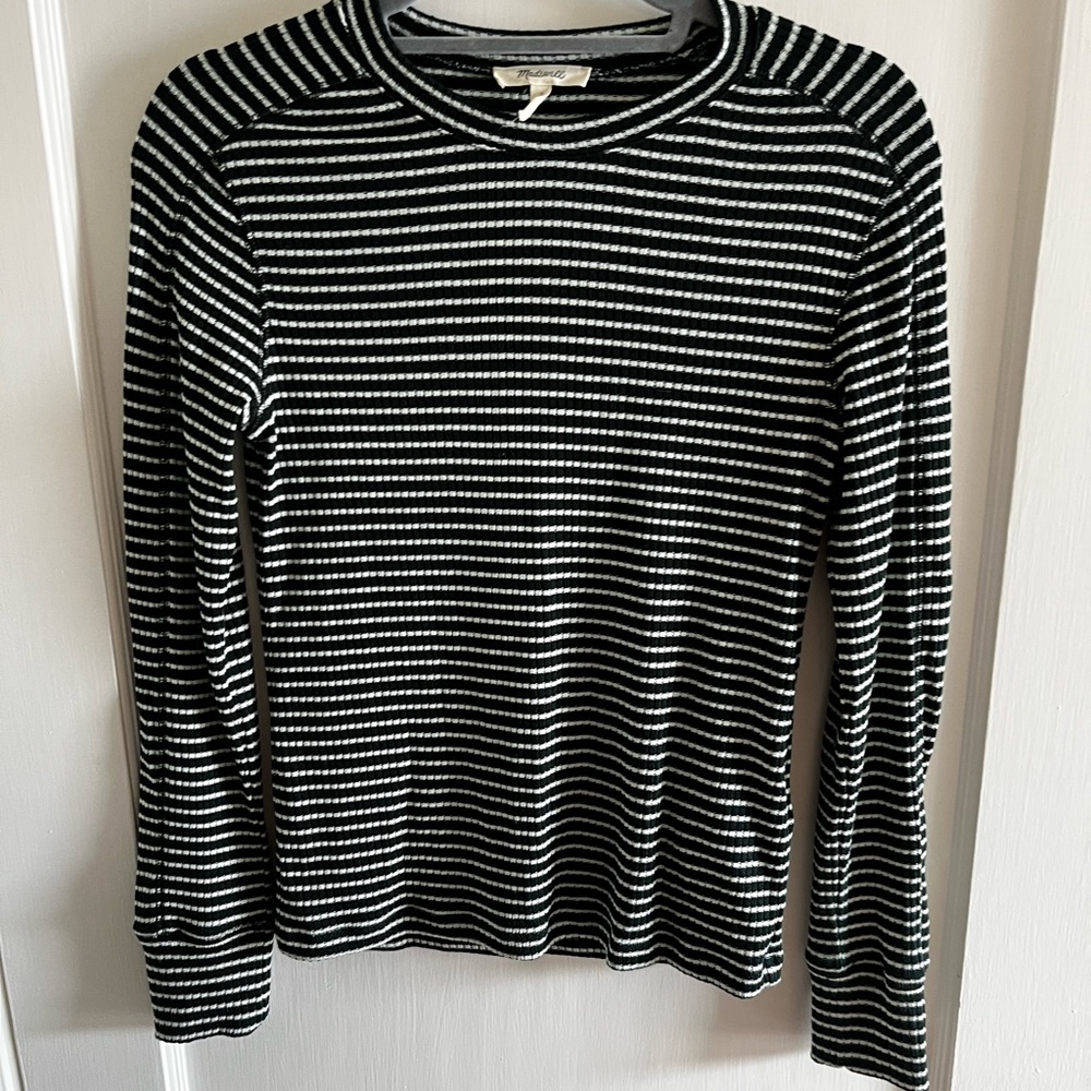 Madewell ribbed long sleeve crew neck in luxury forest, small